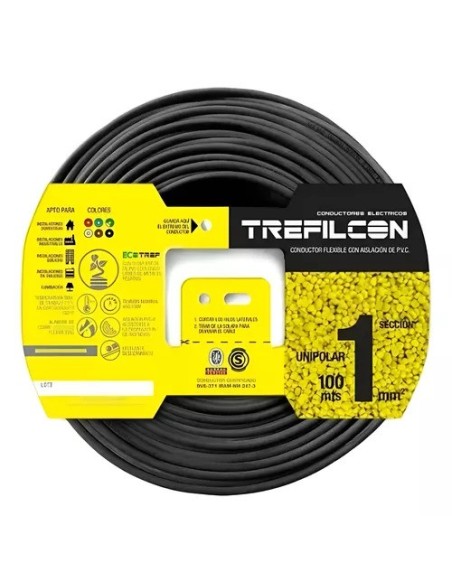 CABLE 1X1,00 MM TREF X 100MTS NEGRO