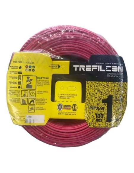 CABLE 1X1,00 MM TREF X 100MTS ROJO