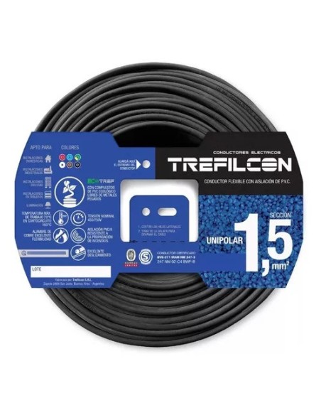 CABLE 1X1,50 MM TREF X 100MTS NEGRO