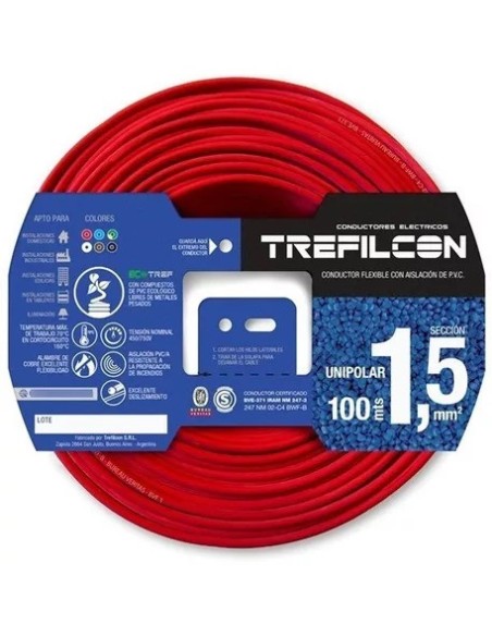 CABLE 1X1,50 MM TREF X 100MTS ROJO