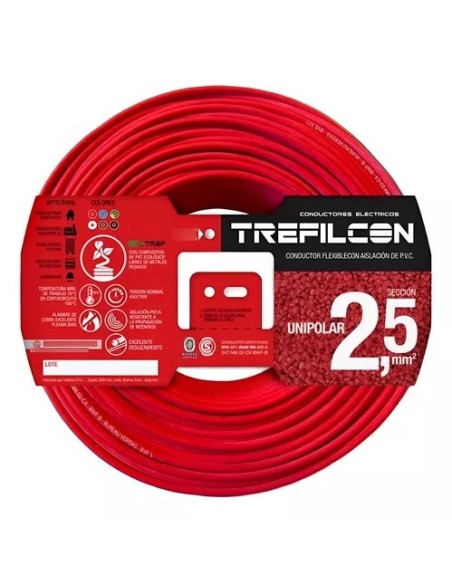 CABLE 1X2,50 MM TREF X 100MTS ROJO