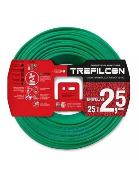 CABLE 1X2,50 MM TREF X 100MTS VERDE