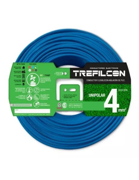 CABLE 1X4,00 MM TREF X 100MTS CELESTE