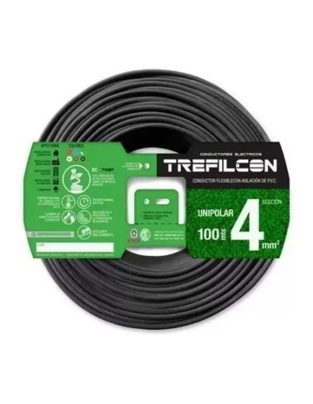 CABLE 1X4,00 MM TREF X 100MTS NEGRO