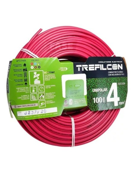 CABLE 1X4,00 MM TREF X 100MTS ROJO
