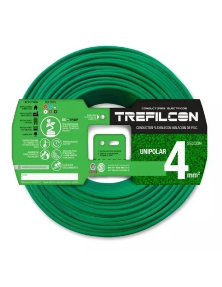 CABLE 1X4,00 MM TREF X 100MTS VERDE