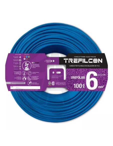CABLE 1X6,00 MM TREF X 100MTS CELESTE