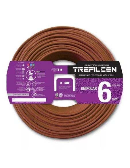 CABLE 1X6,00 MM TREF X 100MTS MARRÓN