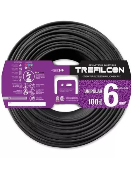 CABLE 1X6,00 MM TREF X 100MTS NEGRO