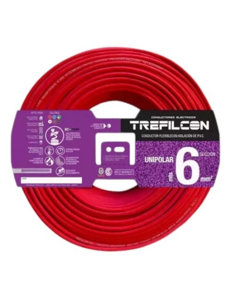 CABLE 1X6,00 MM TREF X 100MTS ROJO