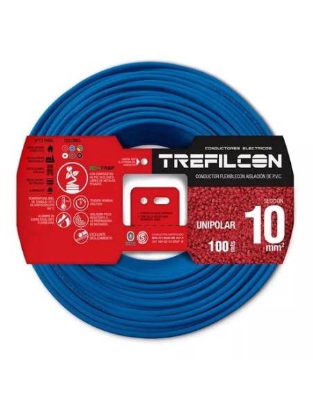 CABLE 1X10,00 MM TREF X 100MTS CELESTE