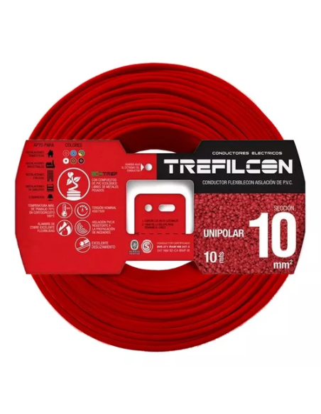 CABLE 1X10,00MM TREF  X 100MTS ROJO